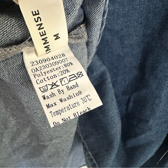 Commense Blue Asymmetrical 3/4 Sleeve Button Down Shirt - Picture 10 of 10